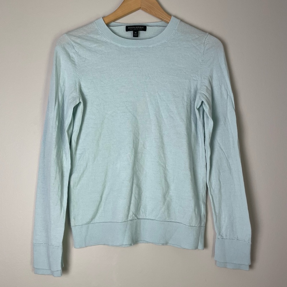 Banana Republic Robbin Egg Blue 100% Merino Wool Scoop Neck Sweater M